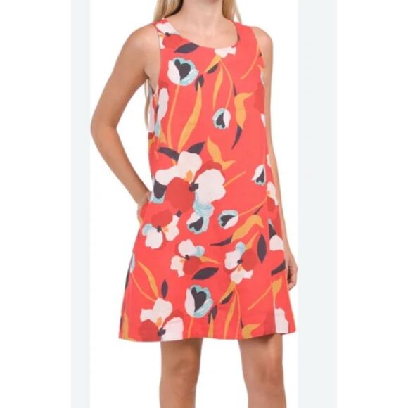 Sigrid Olsen Bright Floral A-Line Sleeveless Linen Dress S - Picture 2 of 8